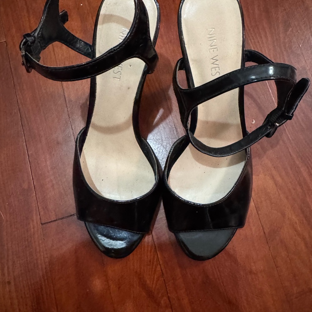 Nine West Black Patent Ankle-Strap Heels - Picture 7 of 7